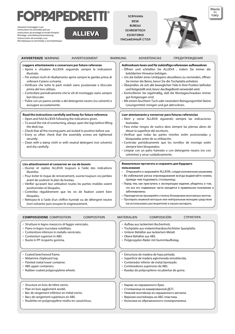 Imagen de la primera página del manual del dispositivo Allieva