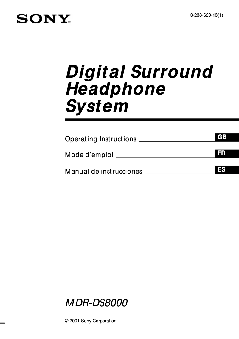 Imagen de la primera página del manual del dispositivo MDR-DS8000