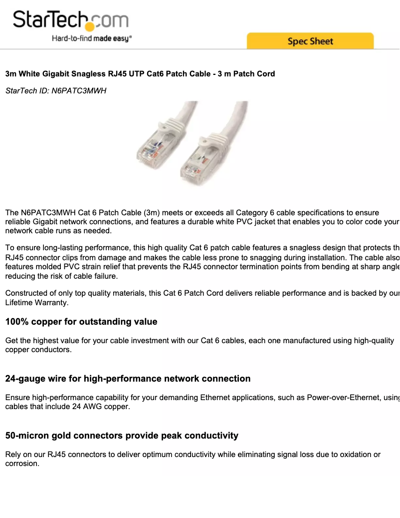 Página 1 del manual Manual de usuario StarTech.com N6PATC3MWH