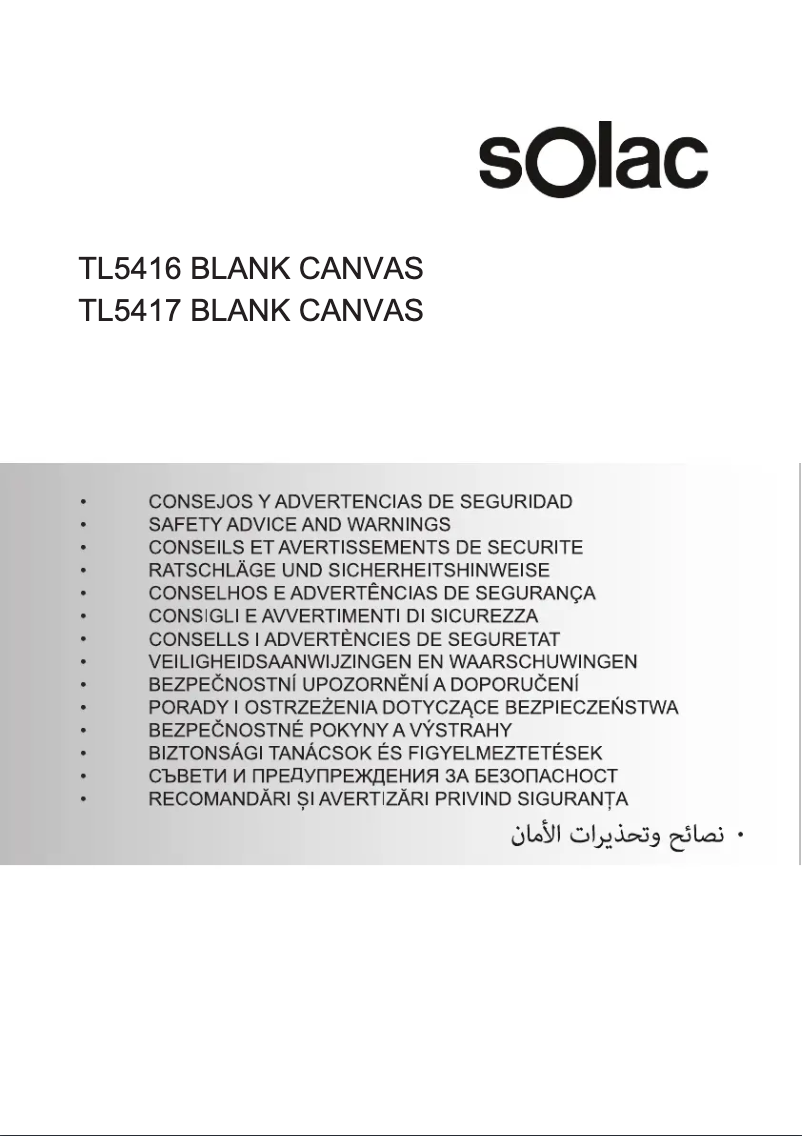 Página 1 del manual Instrucciones de seguridad Solac Blank Canvas TL5416
