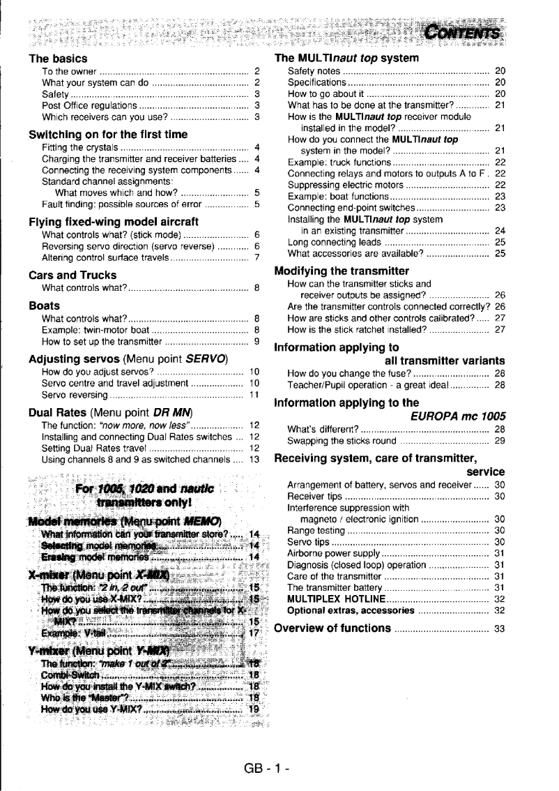 Imagen de la primera página del manual del dispositivo EUROPA mc