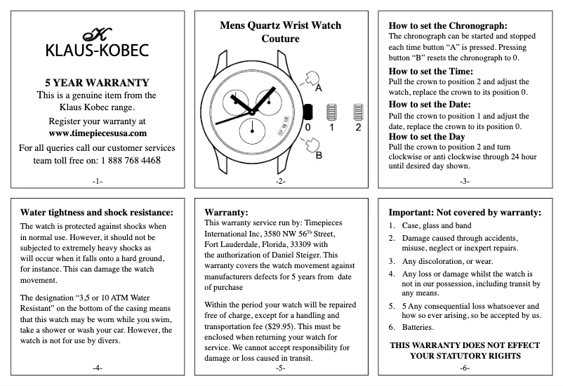 Imagen de la primera página del manual del dispositivo Couture (Men)