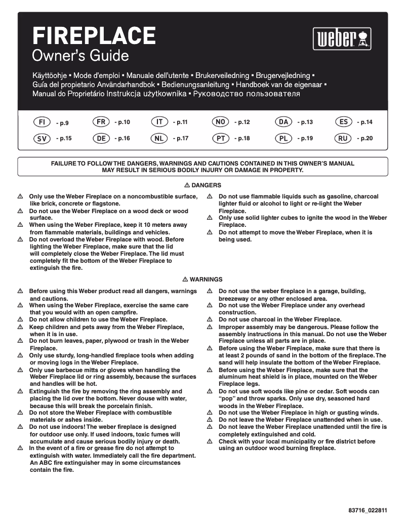 Página 1 del manual Manual de usuario Weber Fireplace