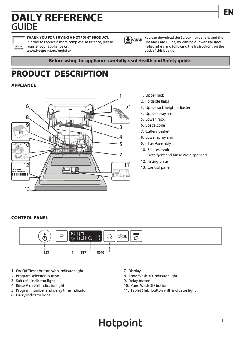 Página 1 del manual Manual de usuario Hotpoint HIO 3T1239 W E UK