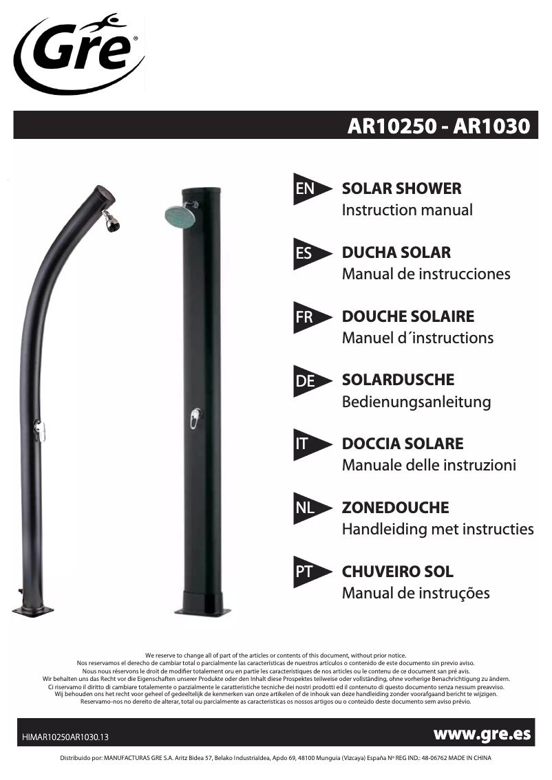 Página 1 del manual Manual de usuario Gre AR10250