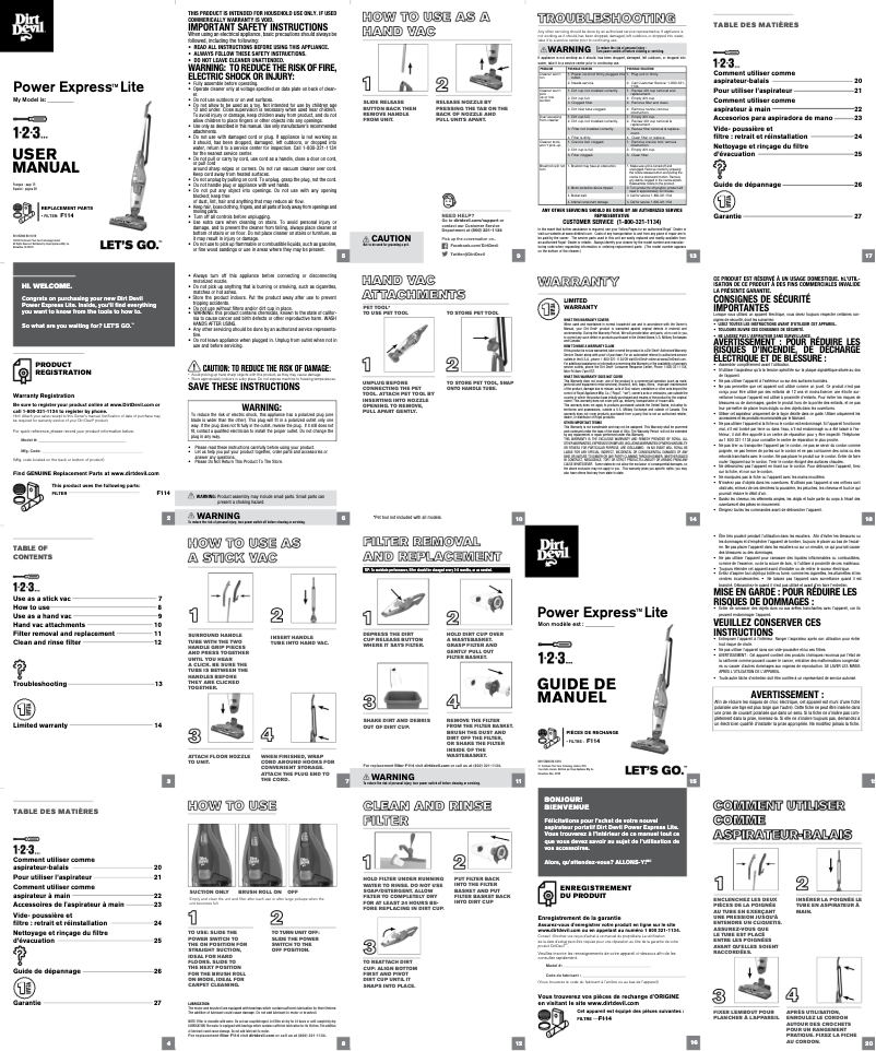 Página 1 del manual Manual de usuario Dirt Devil Power Express Lite