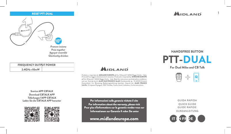 Imagen de la primera página del manual del dispositivo PTT-DUAL