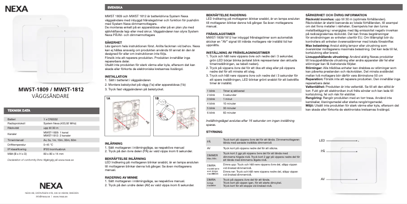 Página 1 del manual Manual de usuario Nexa MWST-1812