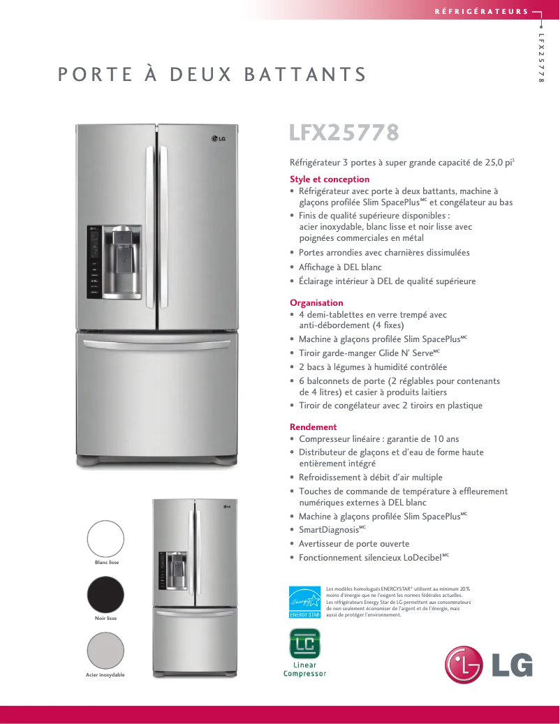 Página nº 1 - Ficha técnica LG LFX25778SB