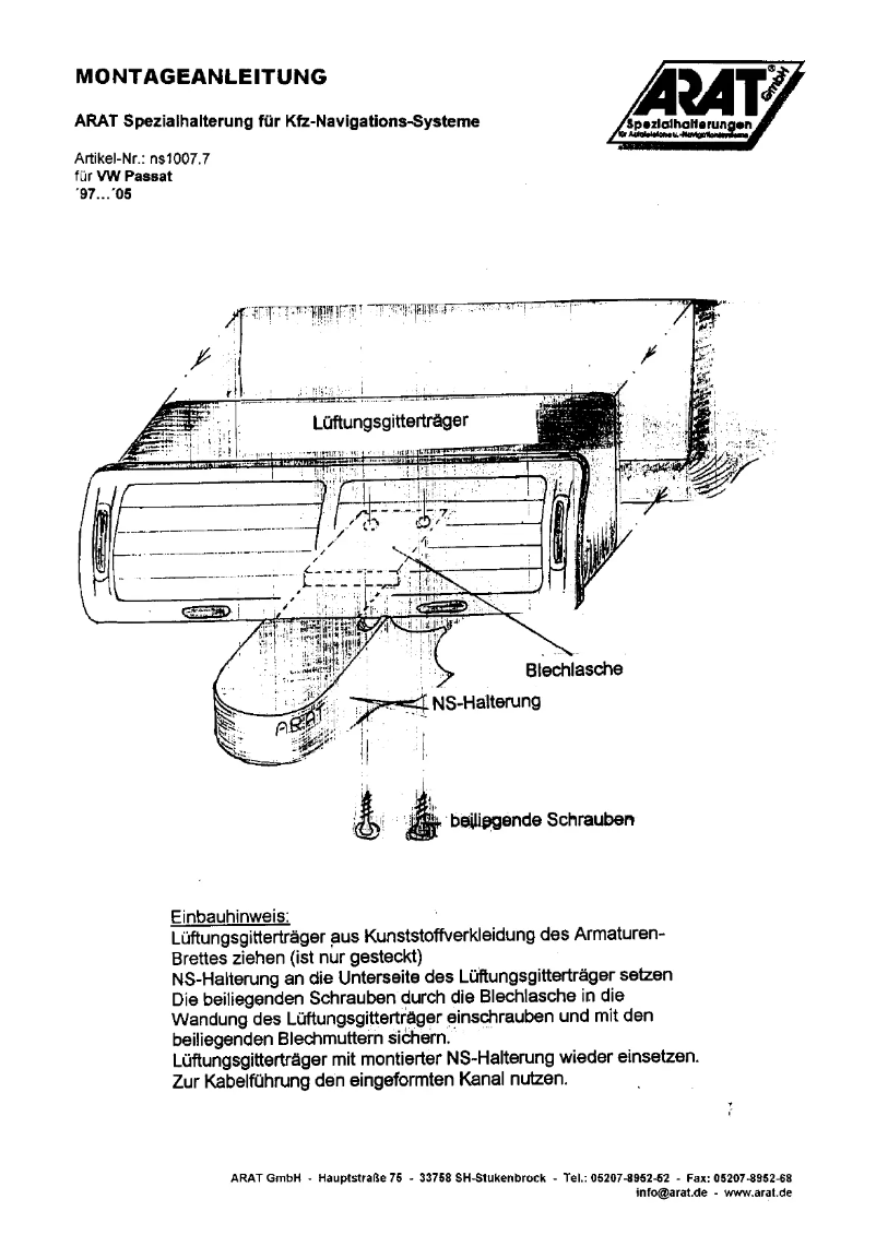 Página 1 del manual Manual de usuario Arat NS1007.7