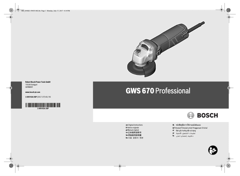Página nº 1 - Manual de usuario Bosch GWS 600 220 V Professional