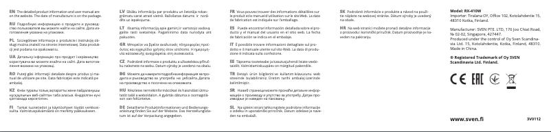 Página 1 del manual Guía de inicio rápido Sven RX-410W