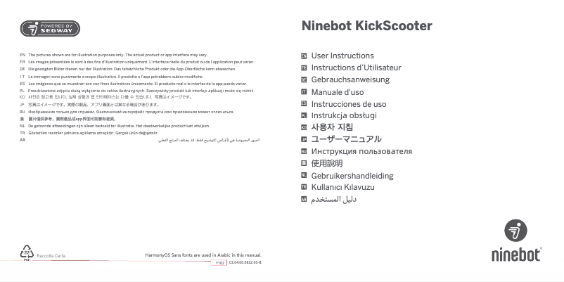 Imagen de la primera página del manual del dispositivo KickScooter F2 E