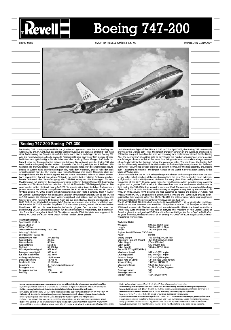 Página 1 del manual Manual de usuario Revell Boeing 747-200