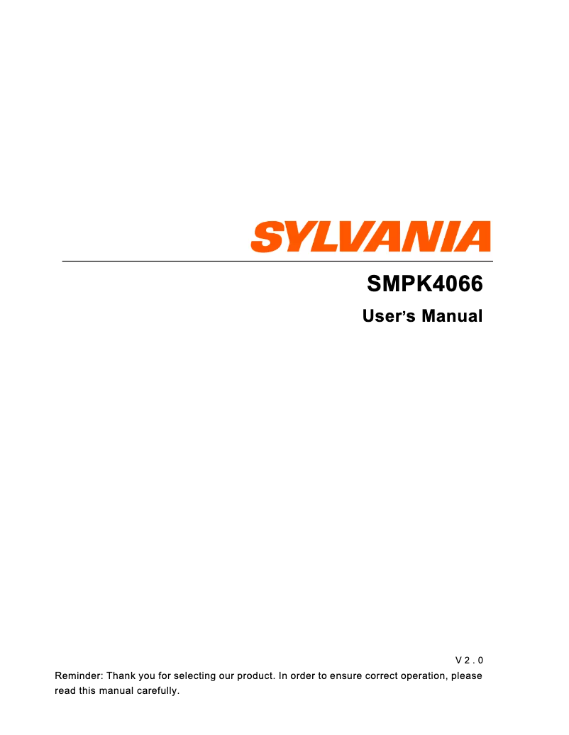Página 1 del manual Manual de usuario Sylvania SMPK4066