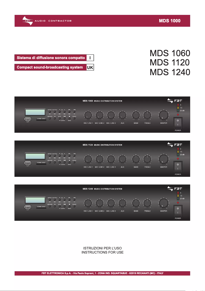 Página 1 del manual Manual de usuario FBT MDS 1120