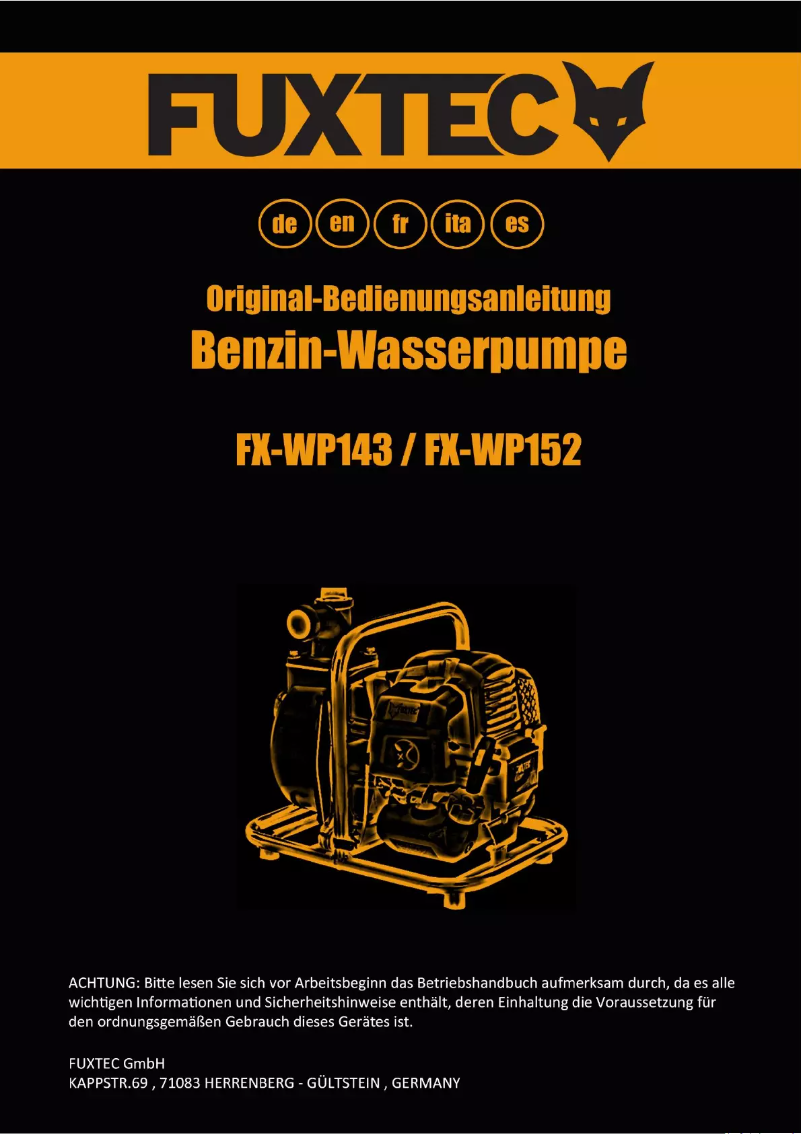 Imagen de la primera página del manual del dispositivo FX-WP143