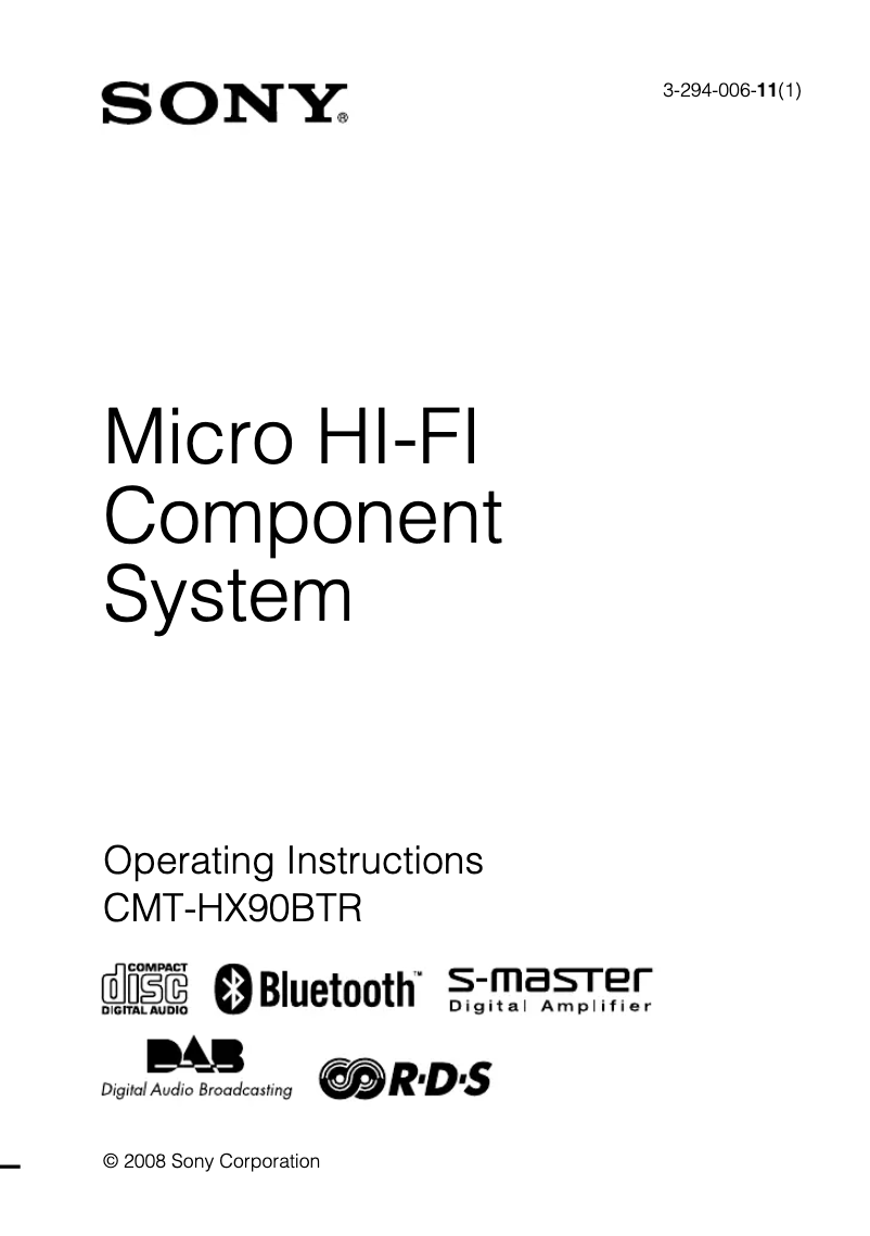 Imagen de la primera página del manual del dispositivo CMT-HX90BTR
