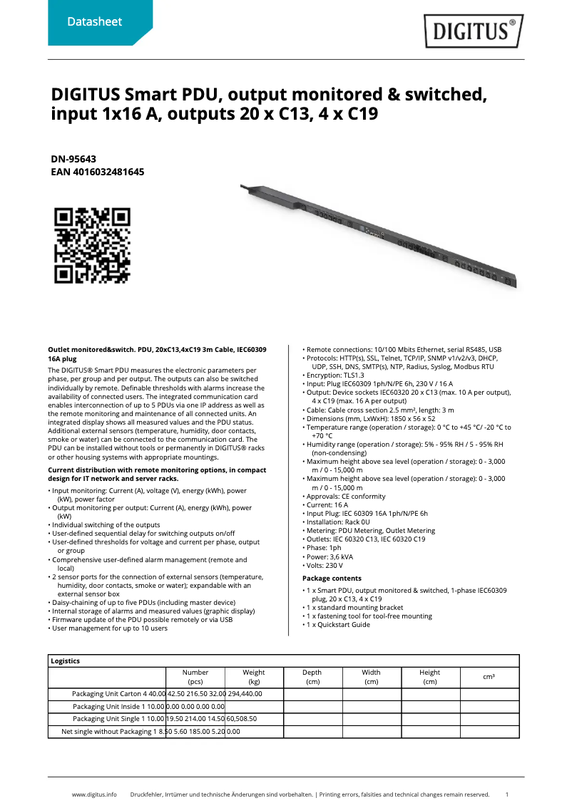 Página 1 del manual Ficha técnica Digitus DN-95643