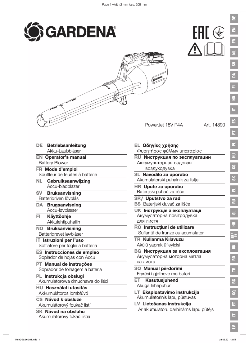 Imagen de la primera página del manual del dispositivo PowerJet 18V P4A