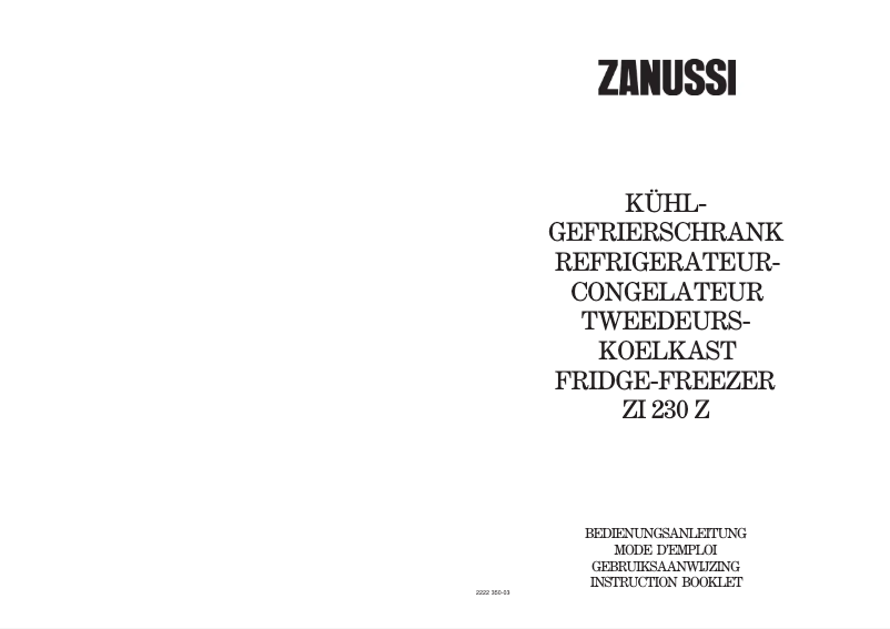 Imagen de la primera página del manual del dispositivo ZI 230 z