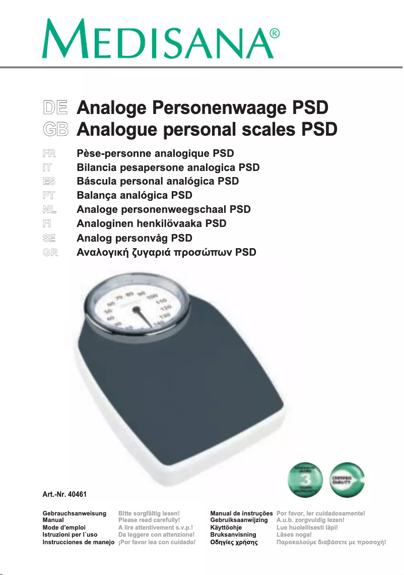 Imagen de la primera página del manual del dispositivo PSD