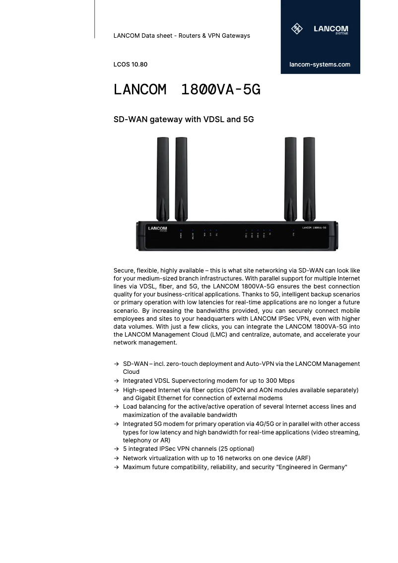 Imagen de la primera página del manual del dispositivo 1800VA-5G