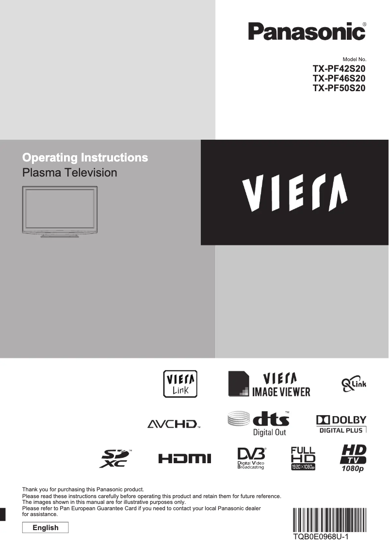 Página nº 1 - Manual de usuario Panasonic Viera TX-PF50S20