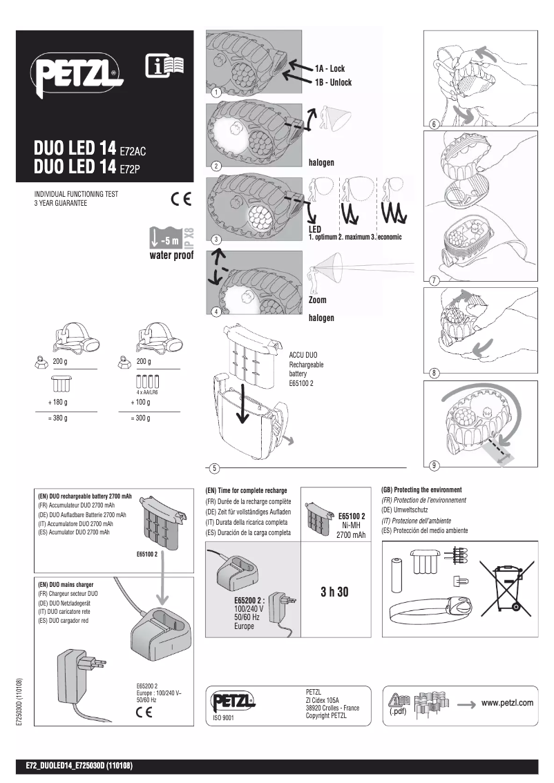 Página 1 del manual Manual de usuario Petzl Duo LED 14 Accu