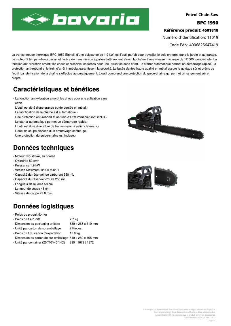 Imagen de la primera página del manual del dispositivo BPC 1950