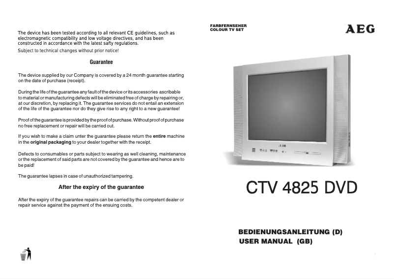 Página 1 del manual Manual de usuario AEG CTV 4825