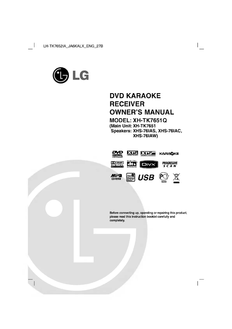 Página nº 1 - Manual de usuario LG XH-TK7651Q