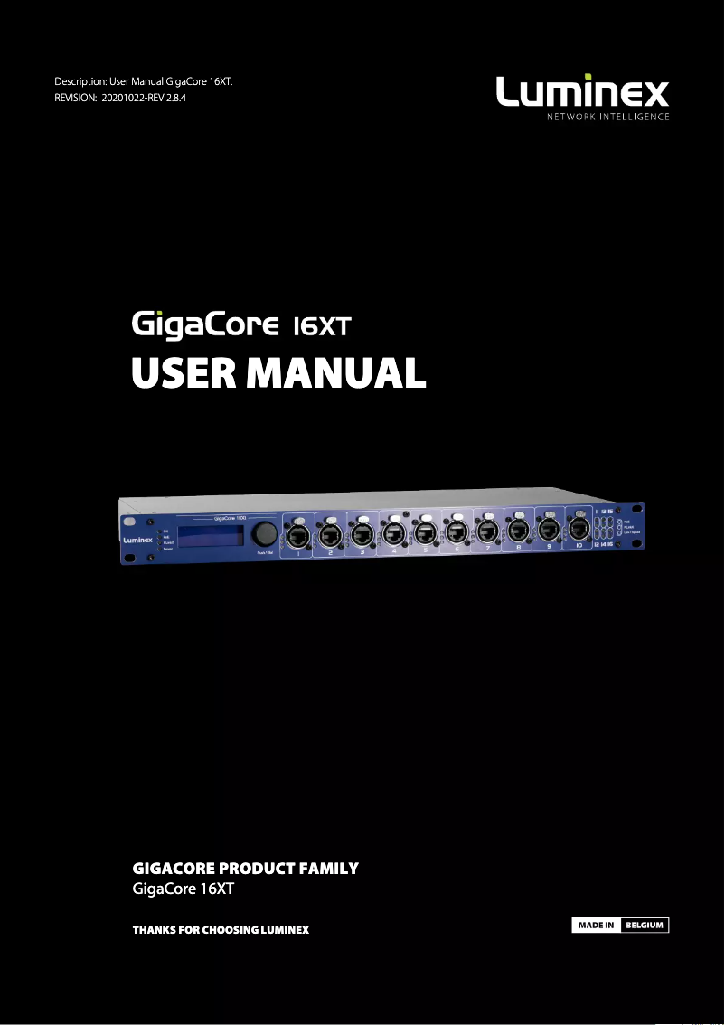 Página 1 del manual Manual de usuario Luminex GigaCore 16XT