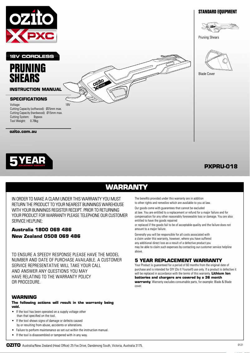 Imagen de la primera página del manual del dispositivo PXPRU-018