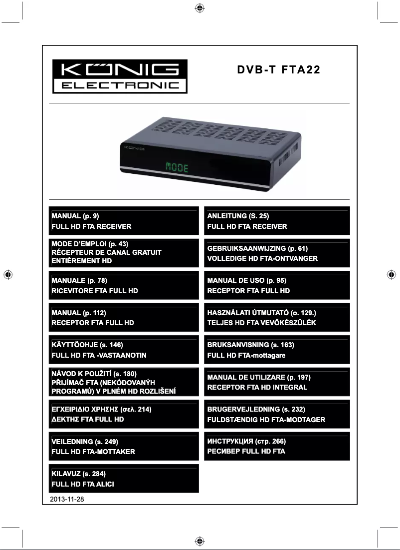Imagen de la primera página del manual del dispositivo DVB-T FTA22