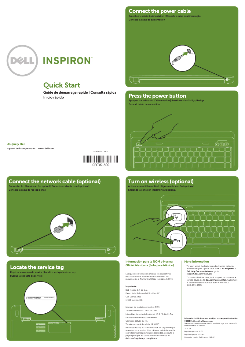 Imagen de la primera página del manual del dispositivo Inspiron 13z-N311z