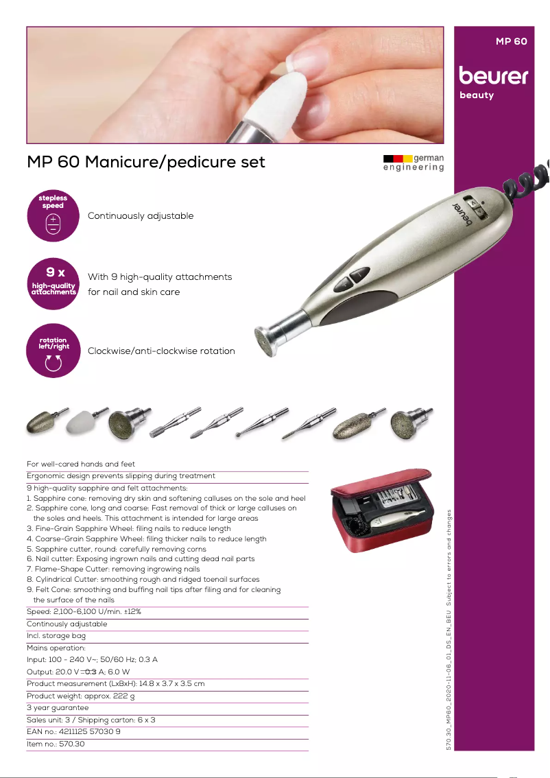 Imagen de la primera página del manual del dispositivo MP 60