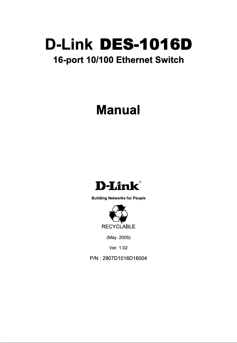 Página 1 del manual Manual de usuario D-Link DES-1016D