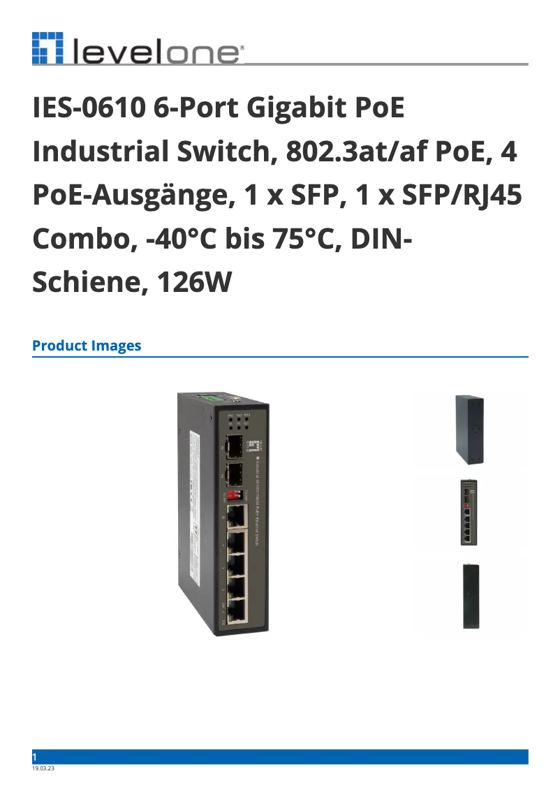 Página 1 del manual Ficha técnica LevelOne IES-0610