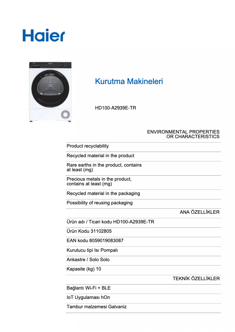 Imagen de la primera página del manual del dispositivo HD100-A2939