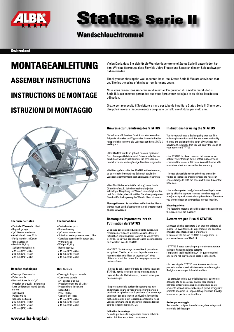Imagen de la primera página del manual del dispositivo Status Serie II