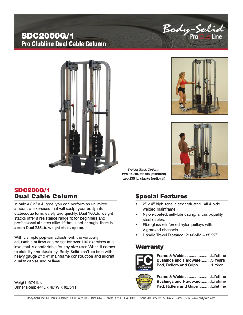 Página 1 del manual Manual de usuario Body-Solid SDC2000G-2