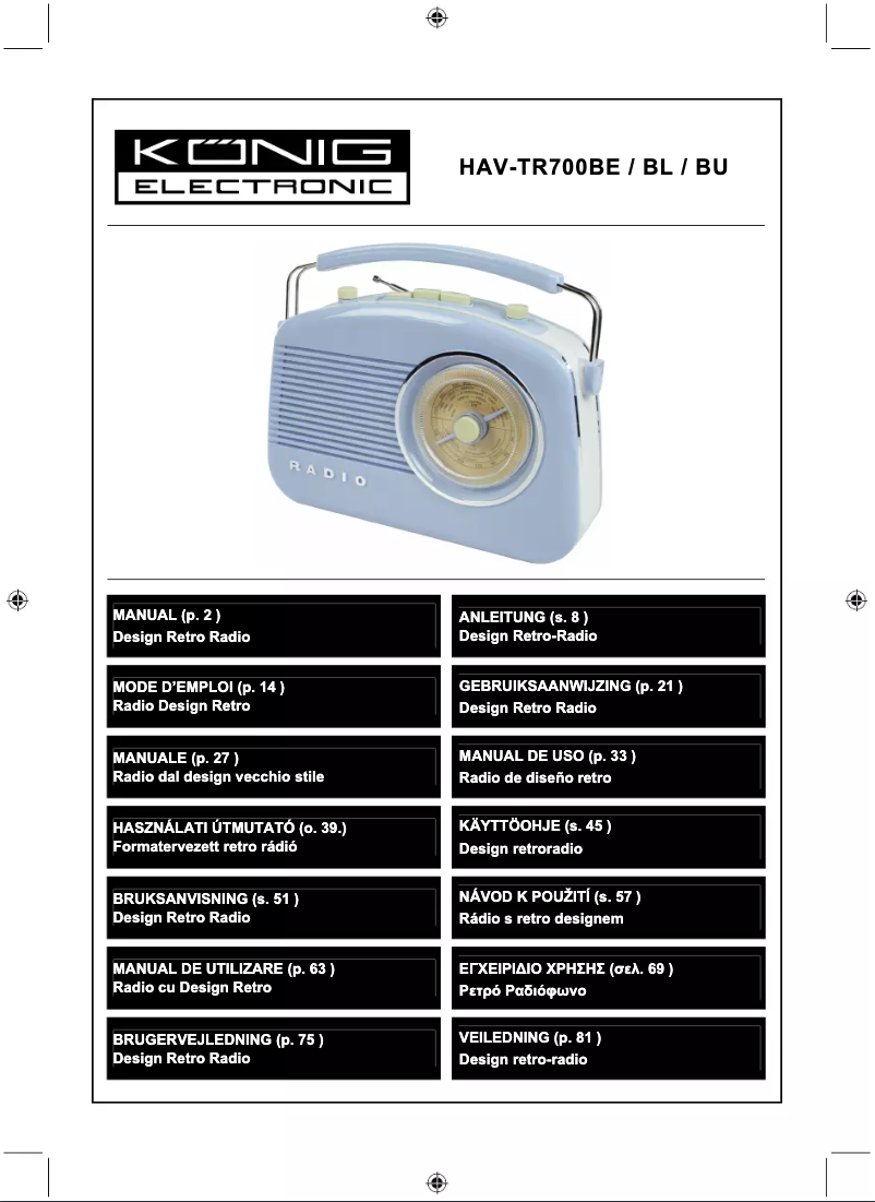 Imagen de la primera página del manual del dispositivo HAV-TR700BL