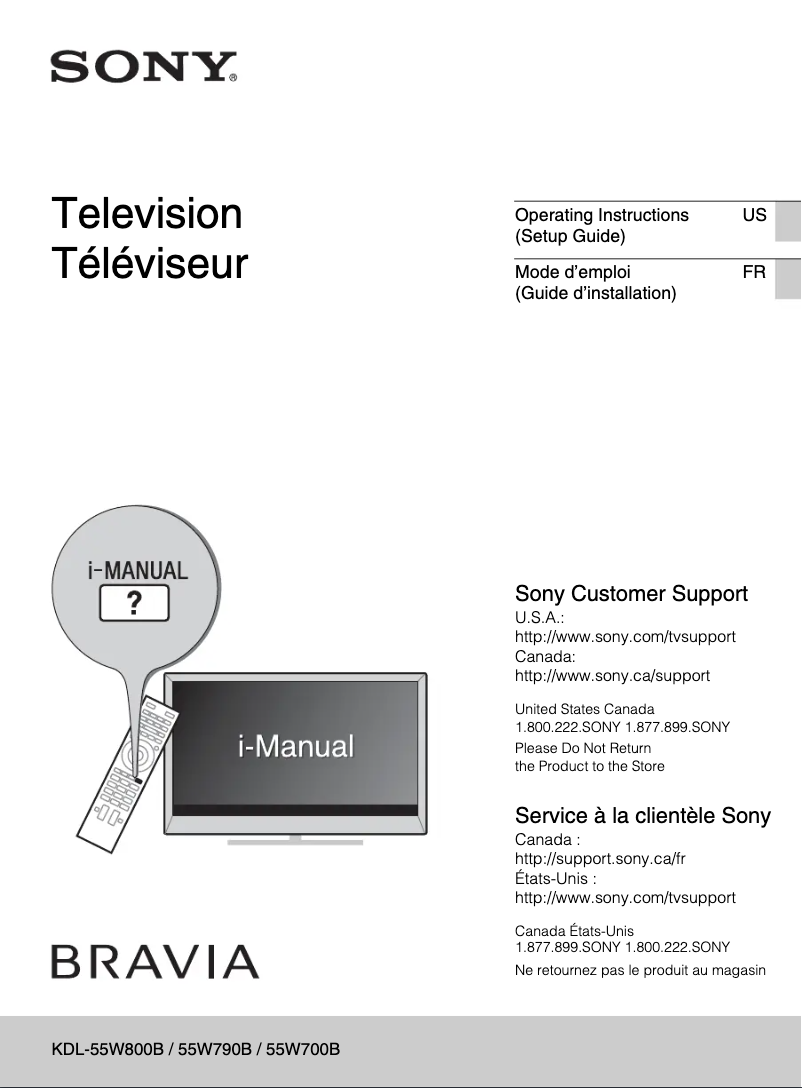 Imagen de la primera página del manual del dispositivo Bravia KDL-55W800B