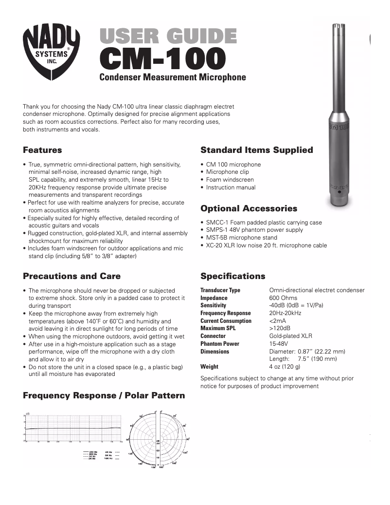 Página 1 del manual Manual de usuario Nady CM-100