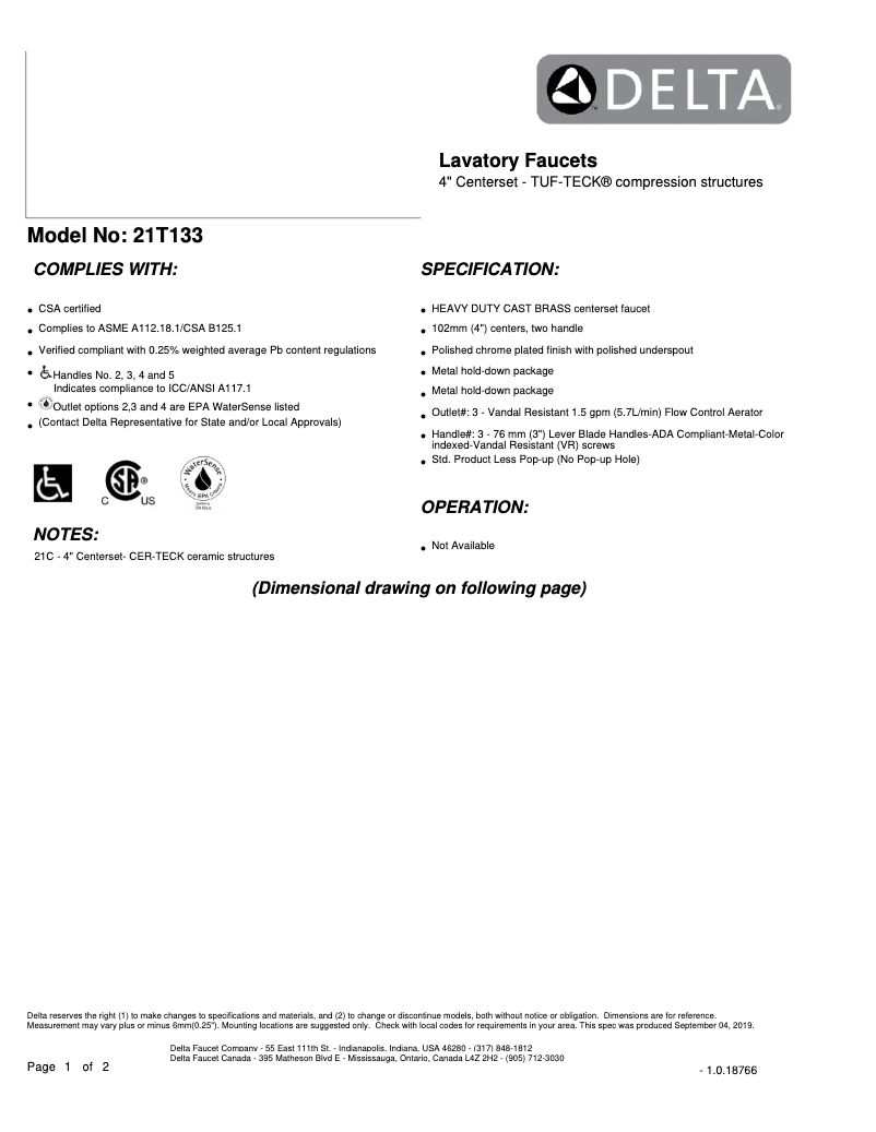 Imagen de la primera página del manual del dispositivo 21T133