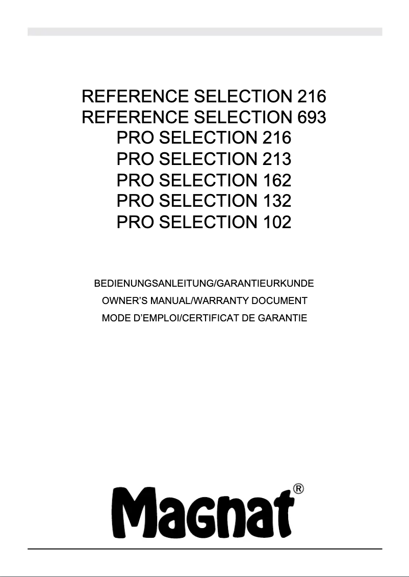 Imagen de la primera página del manual del dispositivo Pro Selection 132
