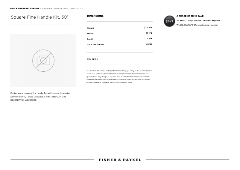 Página 1 del manual Manual de usuario Fisher & Paykel AHD5-OBDD-76SX