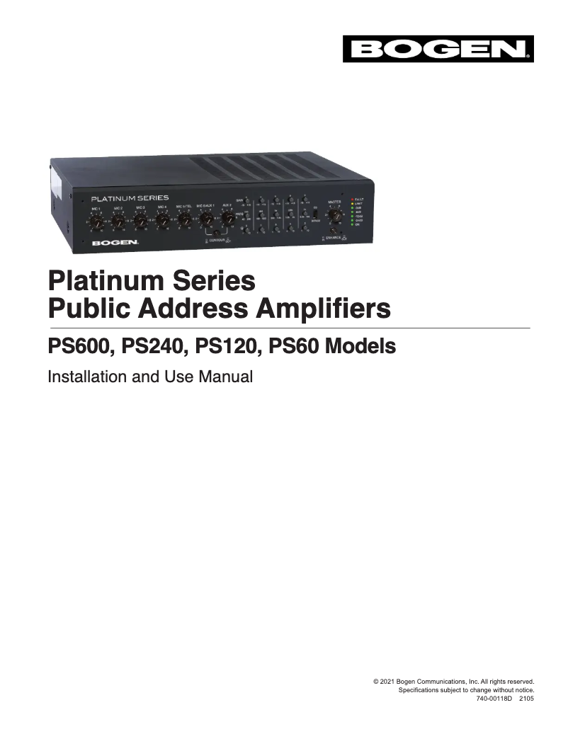 Imagen de la primera página del manual del dispositivo Platinum Series PS60