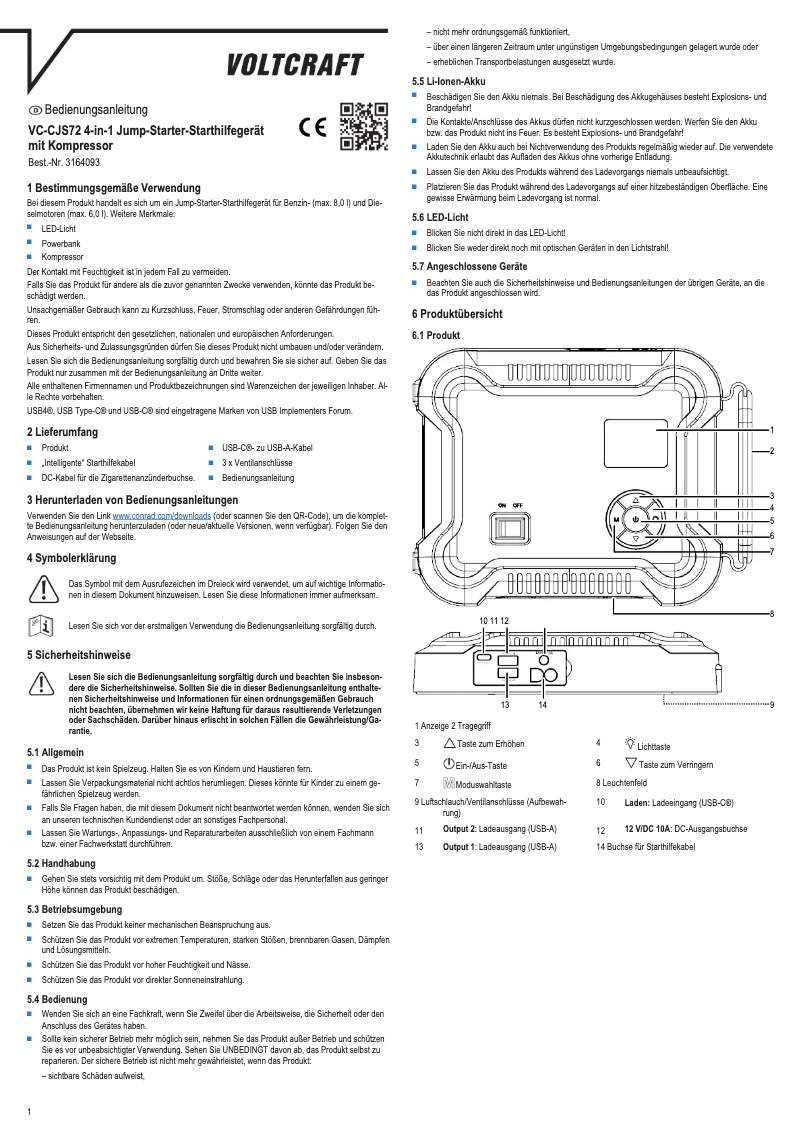 Imagen de la primera página del manual del dispositivo VC-CJS72